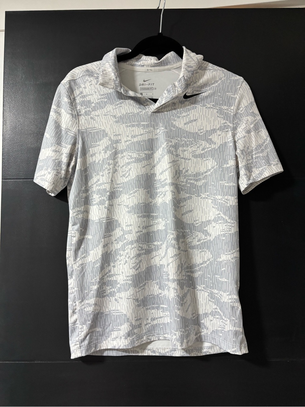 Nike Dri-FIT Polo - White & Light Gray Pattern